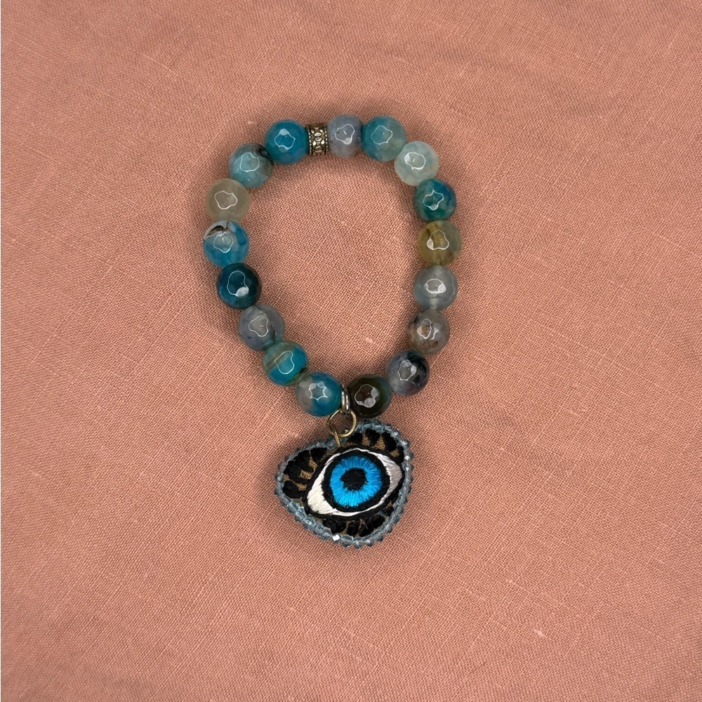 Blue Evil Eye Beaded Bracelet - Picture 2 of 2